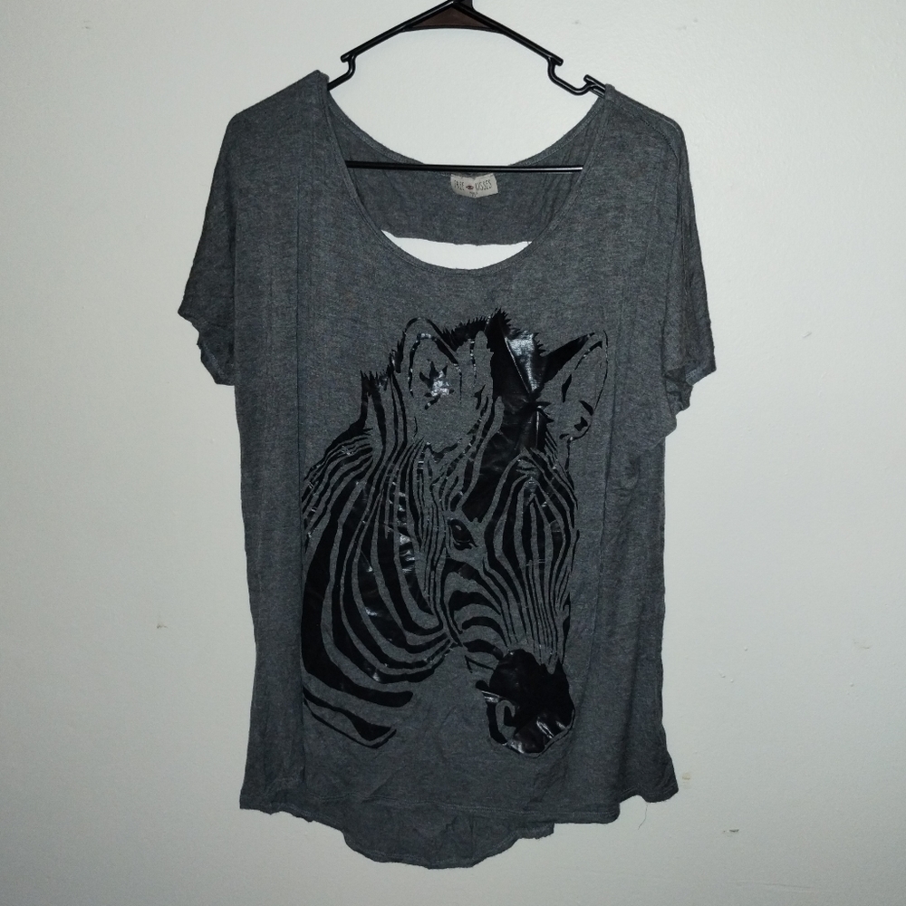 Slit-Back Zebra Shirt, Size 1X
